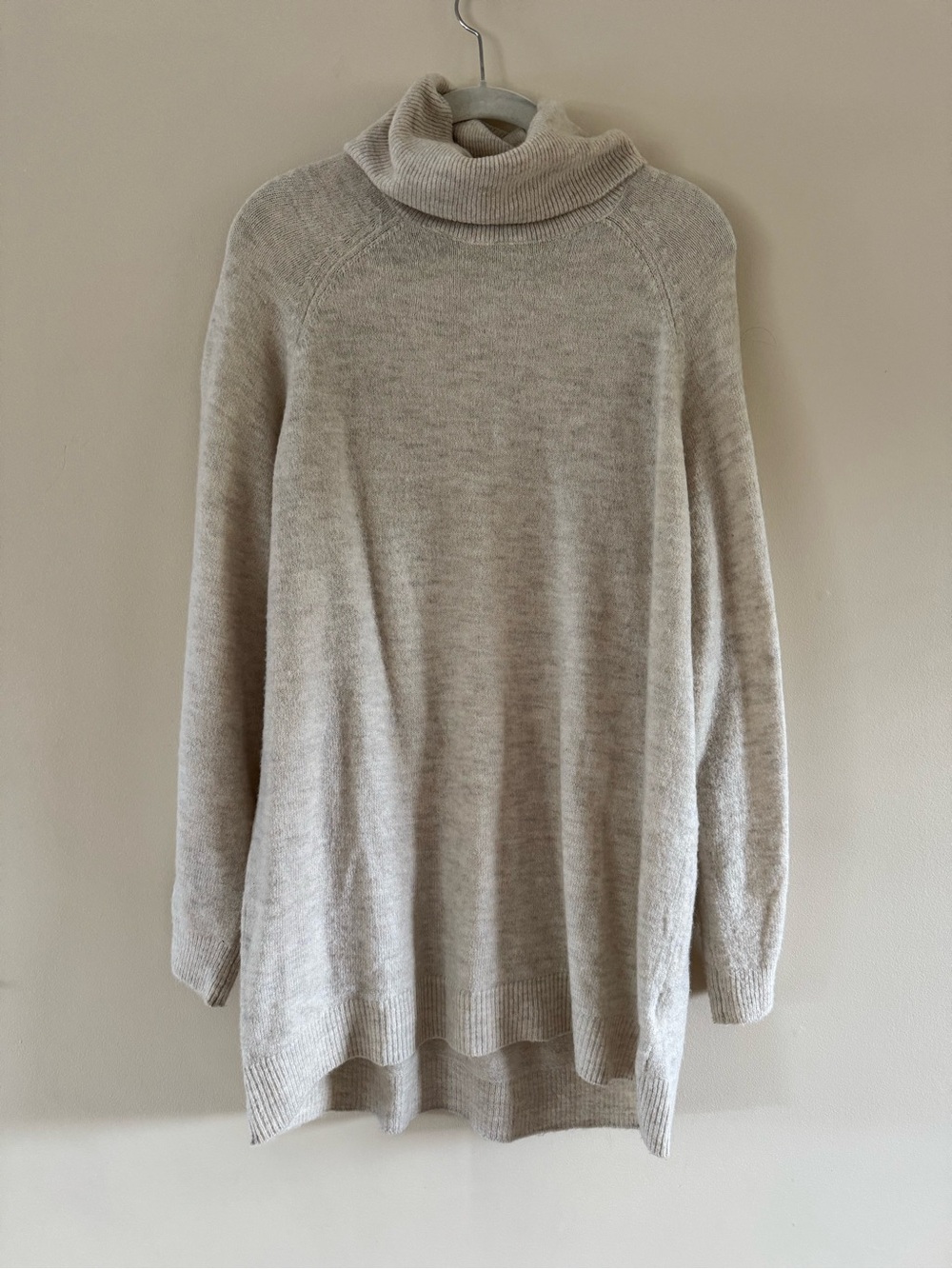 H&M Oversized Cowl Turtleneck Sweater in Light Beige